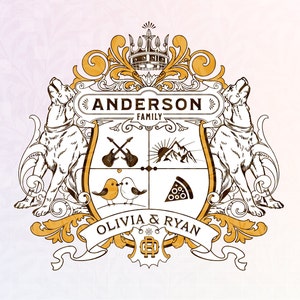 Personalized family crests - coat of arms, Wedding, New Home, Anniversary, Family Gift.