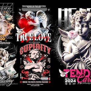 Angel Streetwear T-Shirts Designs, Valentine&#39;s Day png, Cupid Sniper TShirt, baby angel, Urban Style Design Bundle.