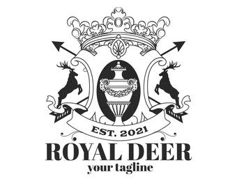 Coat of arms family crest, Royal Deer Crest Logo Template