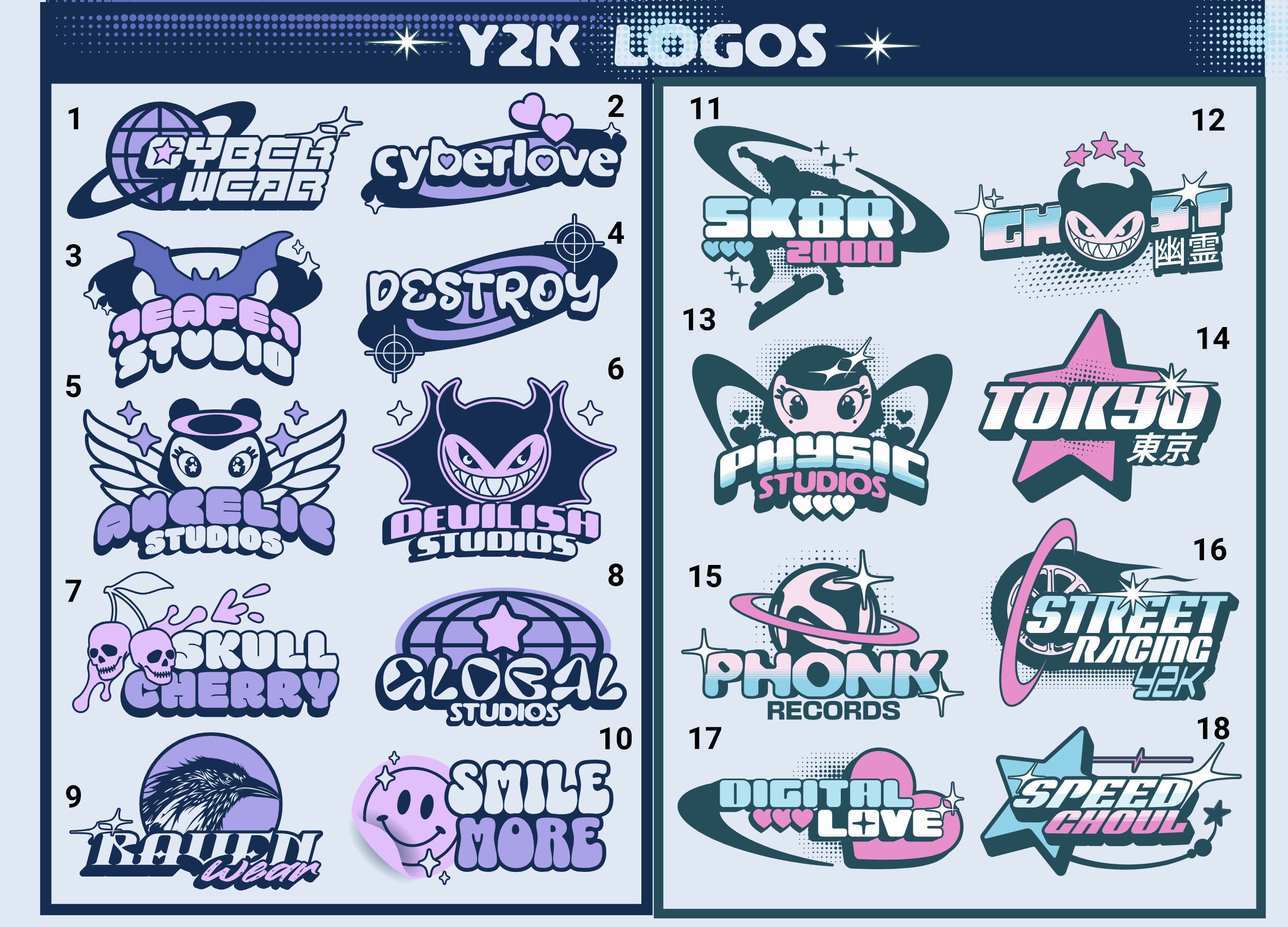 Custom Digital Y2K Logo,2000s Digital Chrome Logo