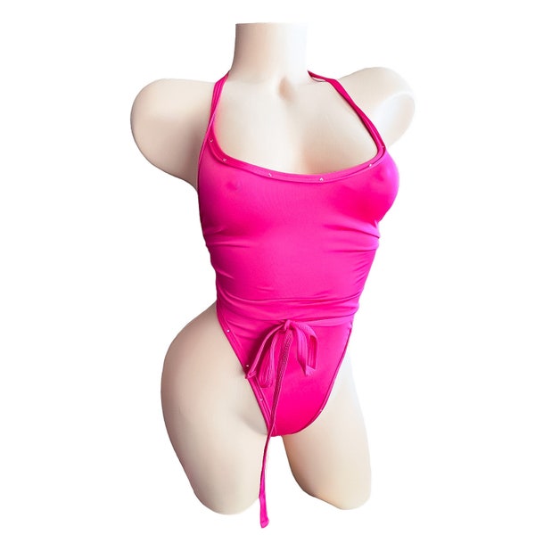 Fuchsia Hot Pink Thong Monokini - STRIPPER - EXOTIC Dancewear