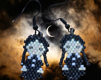 Pendientes de punto peyote con cuentas de Miyuki Addams