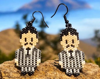 Pendientes de punto ladrillo con cuentas de Miyuki Gomez