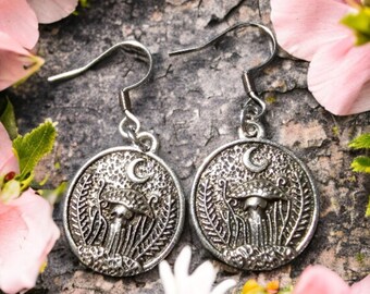 Mushroom under the moon earrings