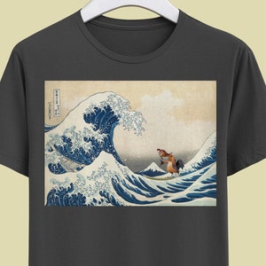 The Great Wave of Kanagawa Image Chicken Joe Funny Meme Picture t shirt surfs up