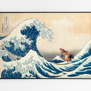 The Great Wave of Kanagawa Chicken Joe Funny Meme Digital Download poster
