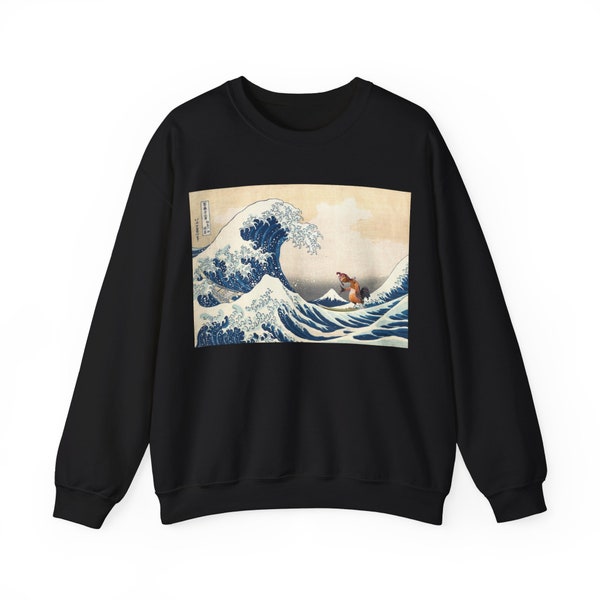 The Great Wave of Kanagawa Image Chicken Joe Funny Meme Picture Sweat shirt surfs up