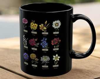 Birth Flower Mug, Floral Mug, Blossom Mug, Floral Mug Gift for Her, Birthday Gift, Garden Mug, Bloom Mug, Botanical Tea Cup