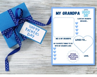 Father’s Day Gift Fill in the Blank Digital Download Printable, Kid’s Craft #T9S3
