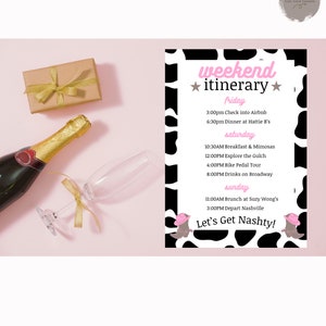 Nashville Bachelorette Itinerary Digital Template, Bachelorette Weekend, Printable Itinerary, Instant DIY, Let’s Get Nashty  #T10S7