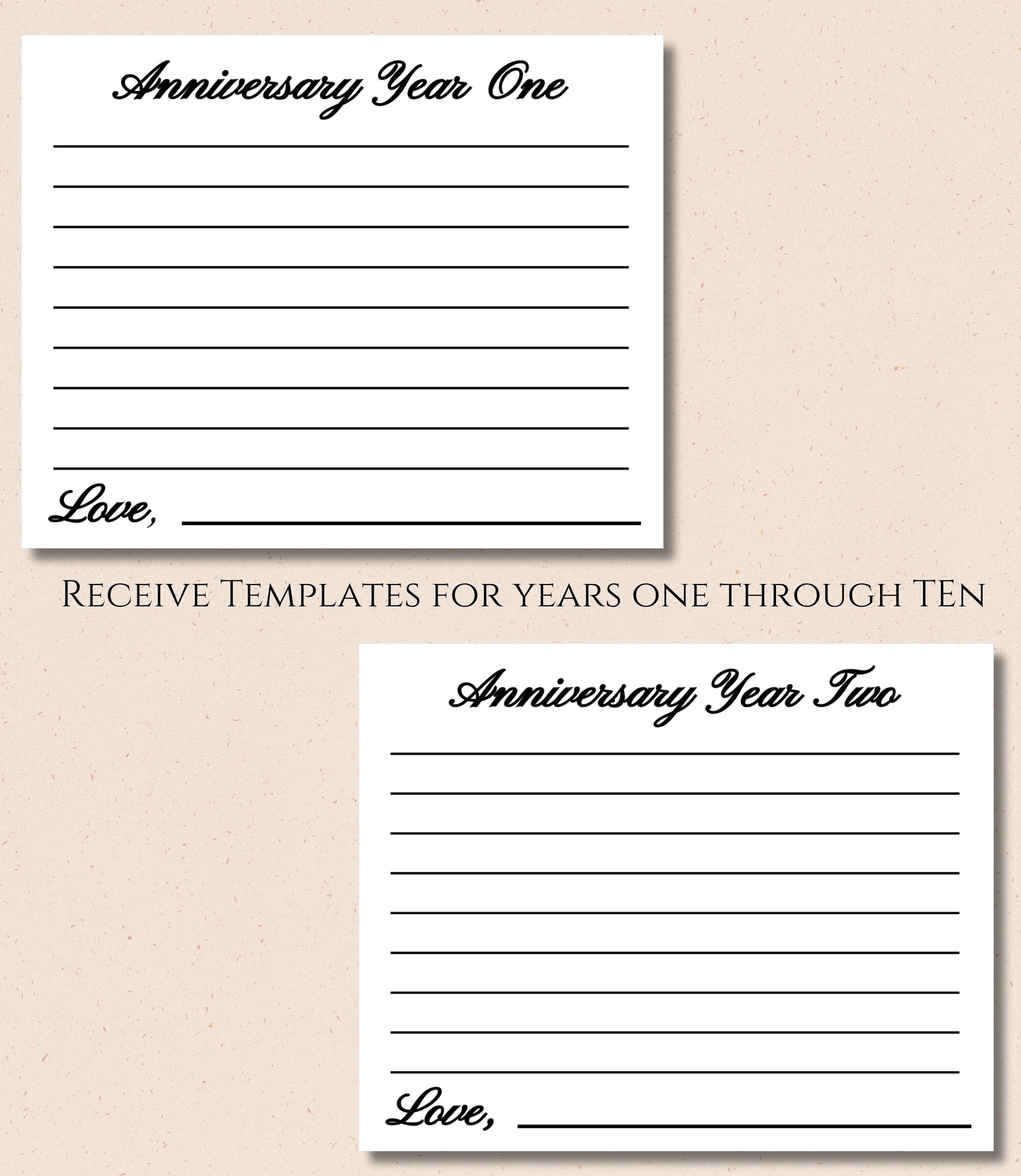 Wedding Anniversary Table Cards Digital Download Template - Etsy
