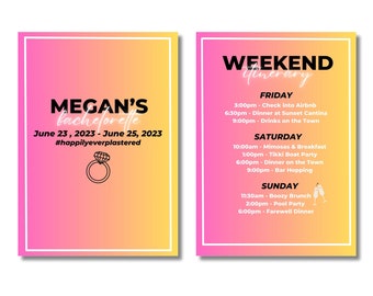 Bachelorette Weekend Itinerary Template, Printable DIY (Digital)