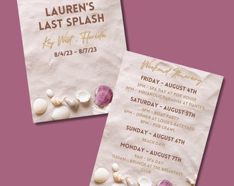Beach Bachelorette Weekend Itinerary Template, Key West (Digital Template)