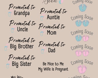 Pregnancy Announcement SVG Bundle, New Parent Designs (SVG, PNG)