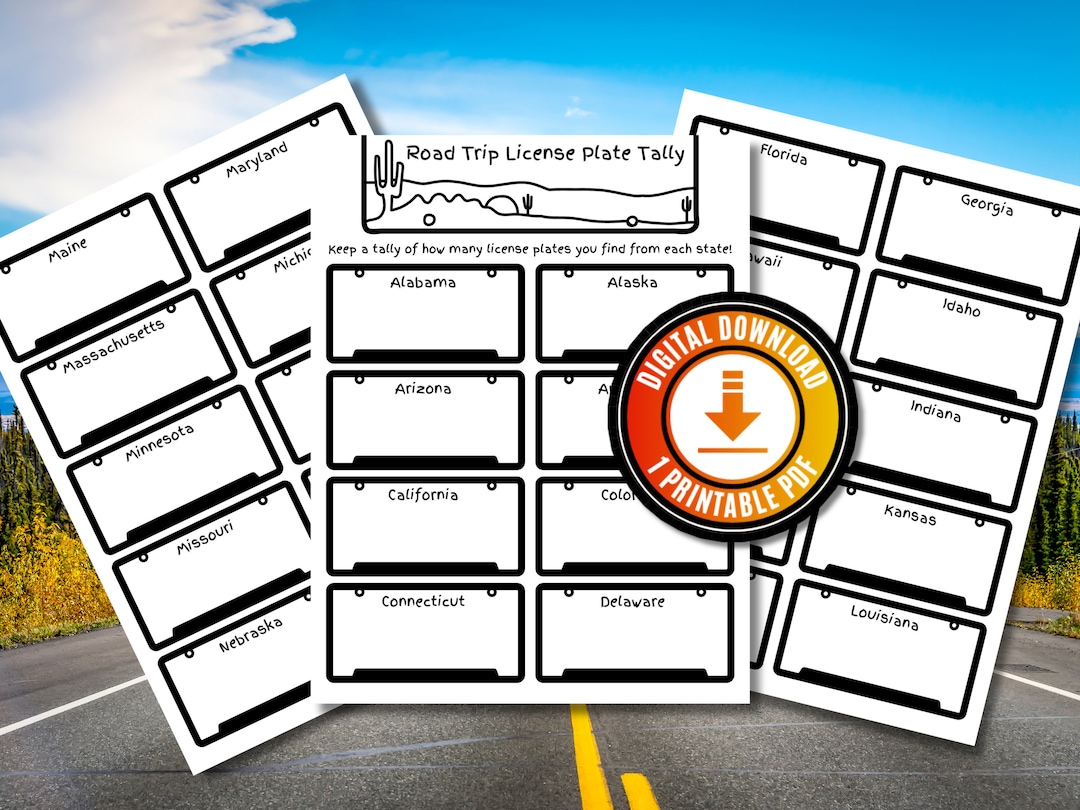 Road Trip License Plate Game Printable Fun Road Trip Games for Kids
