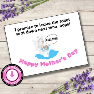 Funny Mother&#39;s Day Card Toilet Humor Printable Mothers Day Card Mothers Day Gift For Her Joke Card From Him Funny Mothers Day Gift Download