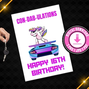 Sweet Sixteen Einhorn Geburtstagskarte für sie druckbare lustige Geburtstagsgeschenk für sie 16. Geburtstagskarte lustige 16. Geburtstagsgeschenke für sie 16.