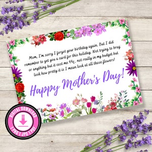 Funny Mother&#39;s Day Card Funny Printable Card Funny Mothers Day Card Mother&#39;s Day Gift Funny Gift From Son Funny Gift From Daughter For Mom