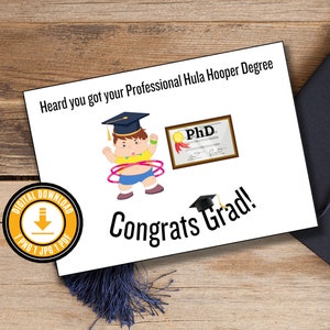 Tarjeta de graduación divertida Tarjeta de graduación de PHD imprimible Regalo de graduación divertido para él Regalos de graduación divertidos para él Tarjeta de graduación de PHD