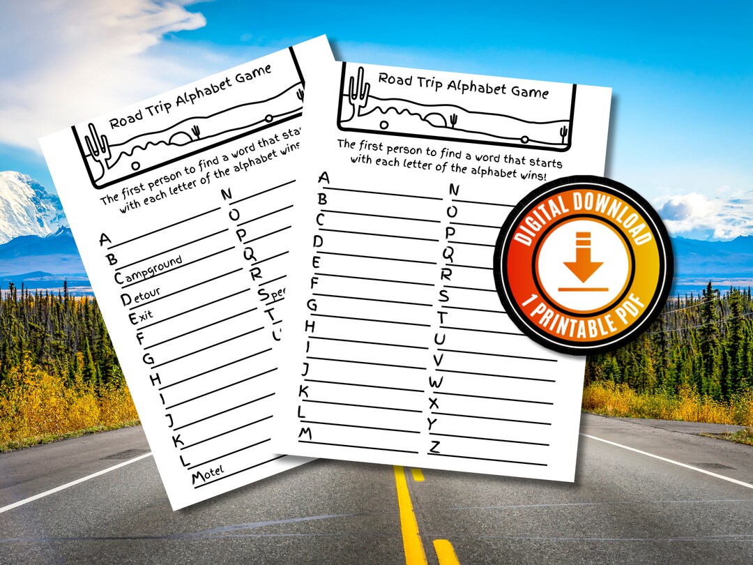 Road Trip Alphabet Game Printable Fun Road Trip Games for Kids Road