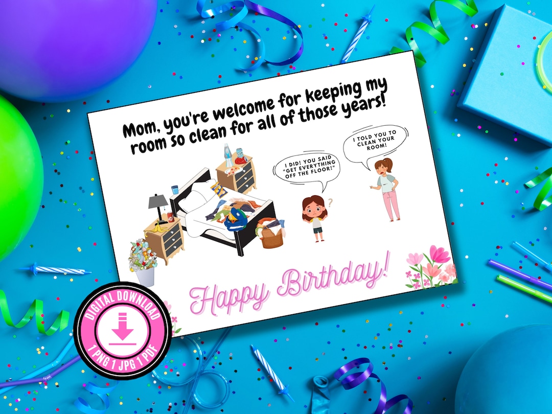 Funny Birthday Card for Mom Printable Card Funny Digital Download ...