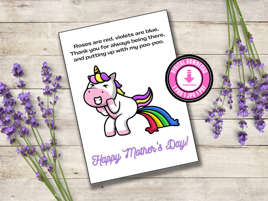 Funny Mother's Day Card Roses Are Red Poem Poop Humor Etsy