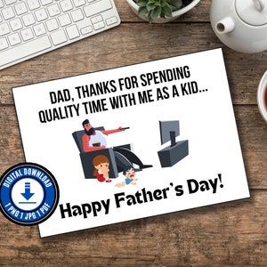 Tarjeta divertida del día del padre Tarjeta divertida imprimible del día del padre del hijo Regalo del día del padre del hijo Regalo del día del padre de la hija Tarjeta del día del padre