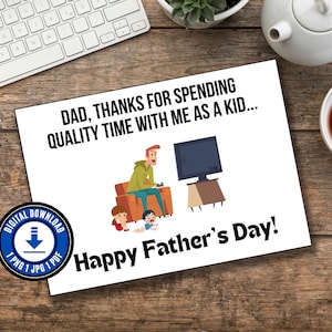 Tarjeta divertida del día del padre Tarjeta divertida imprimible del día del padre del hijo Regalo del día del padre del hijo Regalo del día del padre de la hija Tarjeta del día del padre