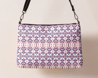 Folk-Inspired Ukrainian Style Faux Leather Crossbody Bag for Women - Contemporary Boho Purse