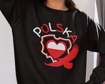 POLSKA Rundhals-Sweatshirt - Unisex Polish Pride Pullover - Ich liebe Polen - Geschenk für polnische Flaggen - Polnisches Erbkleid
