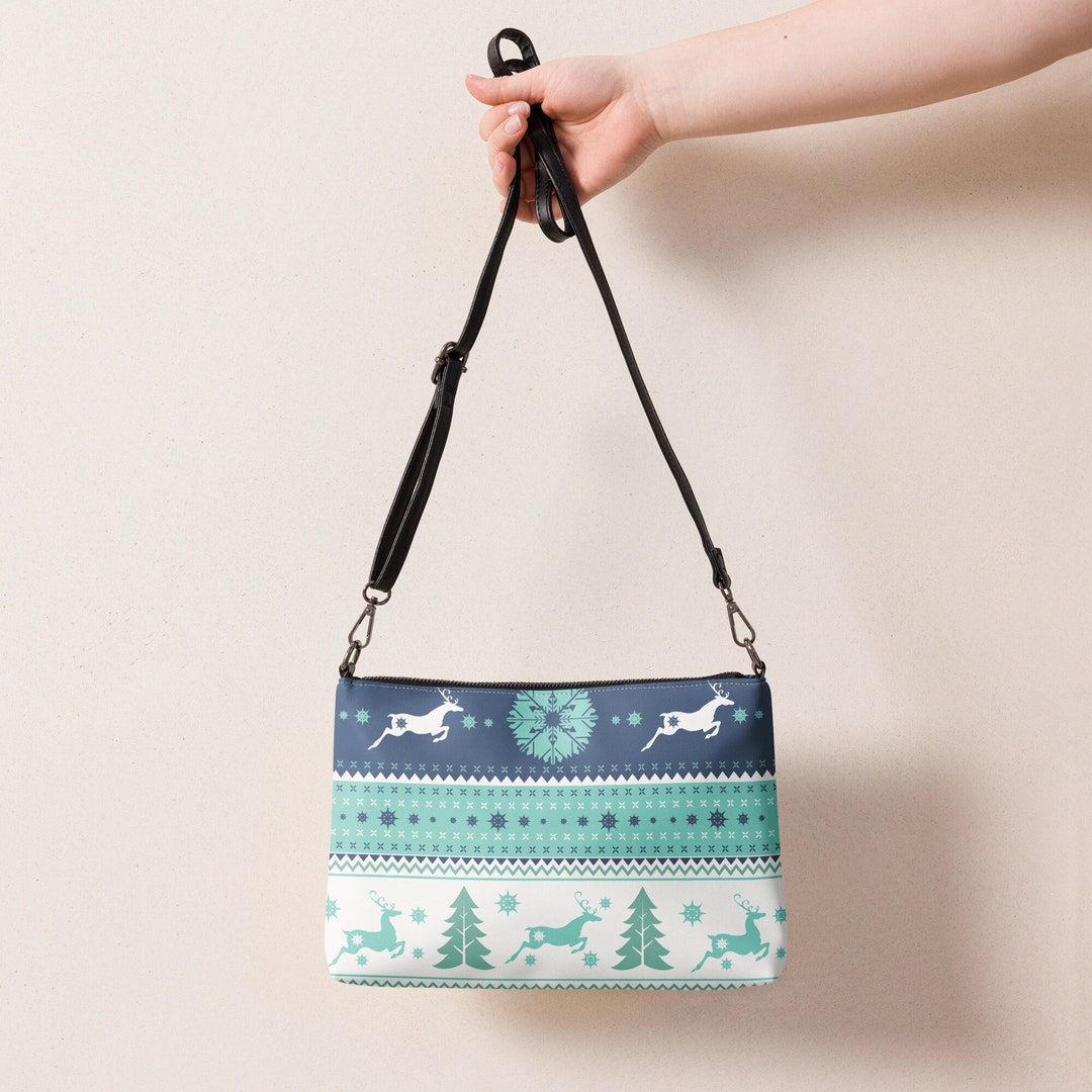 Nordic Reindeer Christmas Crossbody Bag Winter Season Faux Etsy
