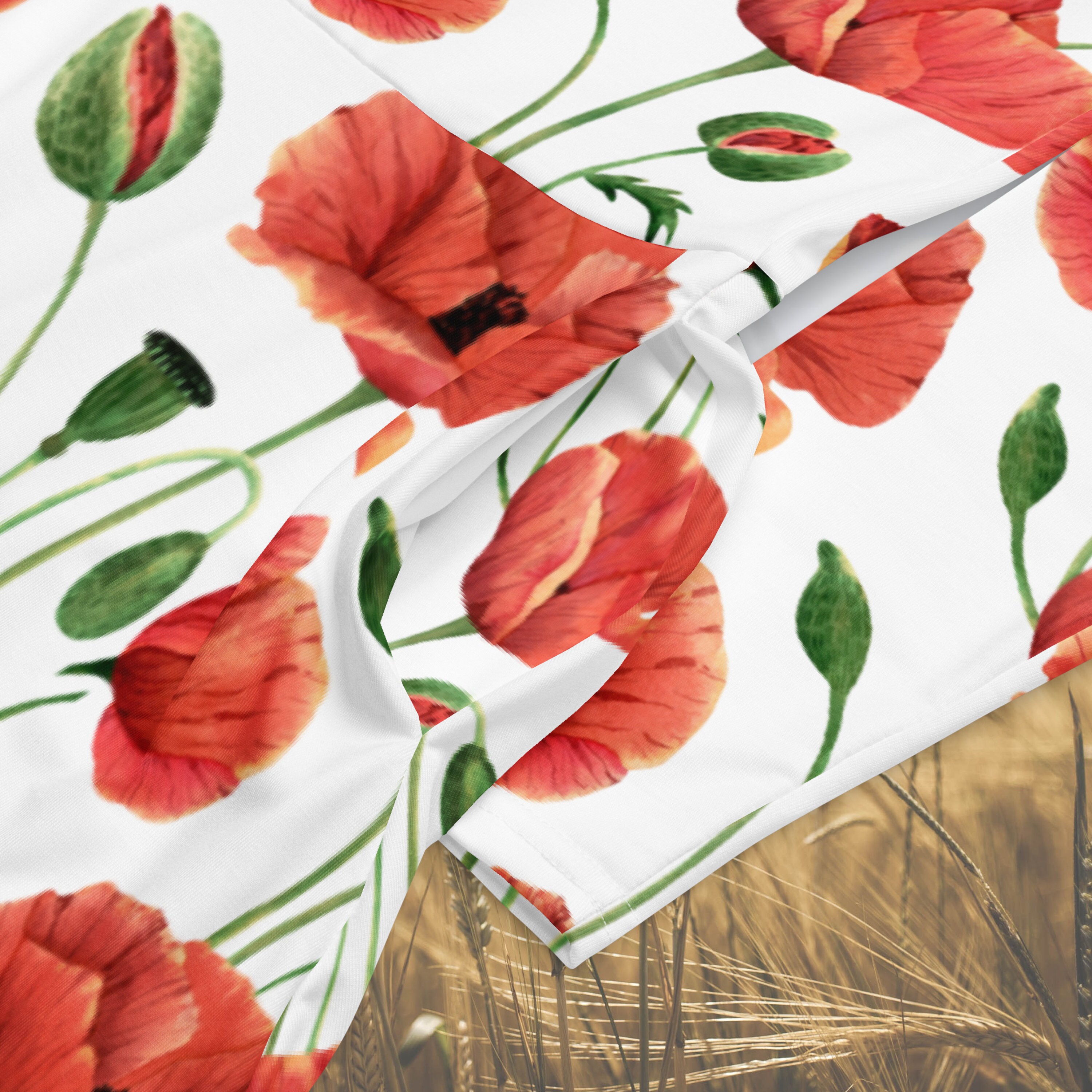 open lace back dress Red & White Poppy Front Tie Mini Dress – MADISON'S LANE main image 0