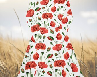 red and white poppy dress Red & White Poppy Front Tie Mini Dress