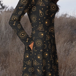 Himmlisches Kleid - Galaxy Kleid - Kosmischer Mond Sterne Kleid - Astrologie Kleid - Esoterisches magisches Hexenkleid - Halloween-Kostüm