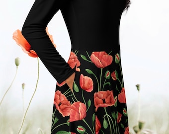 knee length dresses for ladies Eliza Red Poppy Dress 3 main image 1