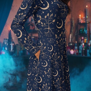 Vintage Cosmic Kleid - Himmlisches Kleid - Halloween Kleid - Mystisches Wurzelkleid und Mond Kleid