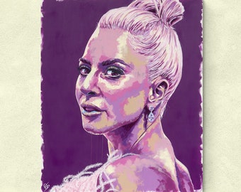 Lady Gaga Portrait mit Zitat, Kunstdruck, Pop Art, Popstar, Rechteckig, Portraitreihe Fearless Women