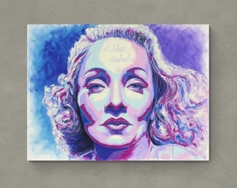 Marlene Dietrich Portrait mit Zitat, Kunstdruck, Pop Art, Blauer Engel, Legende, Ikone, Rechteckig, Portraitserie Fearless Women
