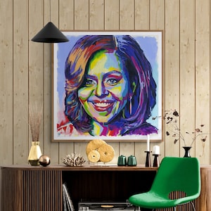Michelle Obama Portrait, Quote, Fine Art Print, Pop Art, Square, Portrait Series Fearless Women