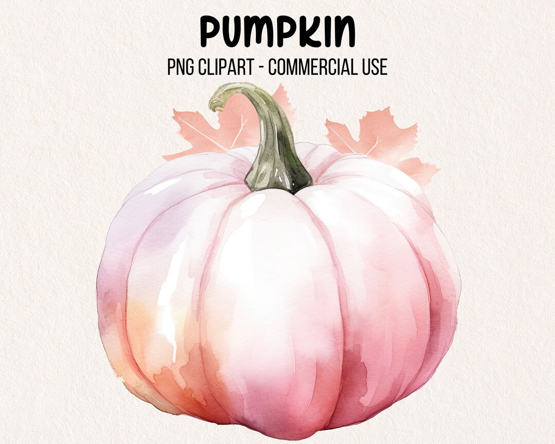 Pink Fall Pumpkin PNG Watercolor Clipart Autumn Art Fall DIY Instant ...