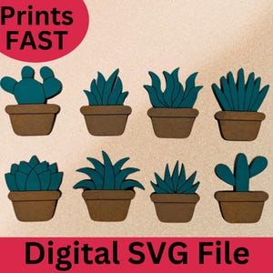 Archivos de corte de plantas suculentas de cactus - Listos para láser - SVG PNG - Puntuación y corte de Glowforge - DESCARGA INSTANTÁNEA