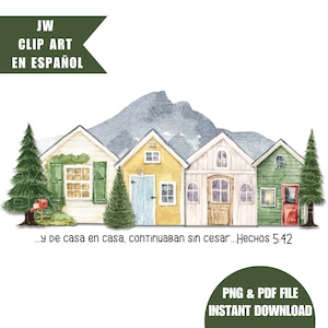 Clip art ESPAGNOL de maison à maison, fichier PDF numérique png de l'école pionnière 2025, imprimable, nouvel éditeur, cadeaux JW, téléchargement impression, témoin de Jéhovah