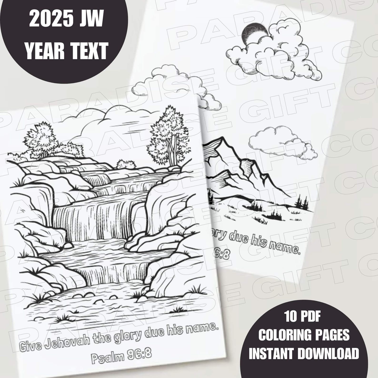 JW Coloring Pages 2025 Year Text Bible Verse (digital PDF)