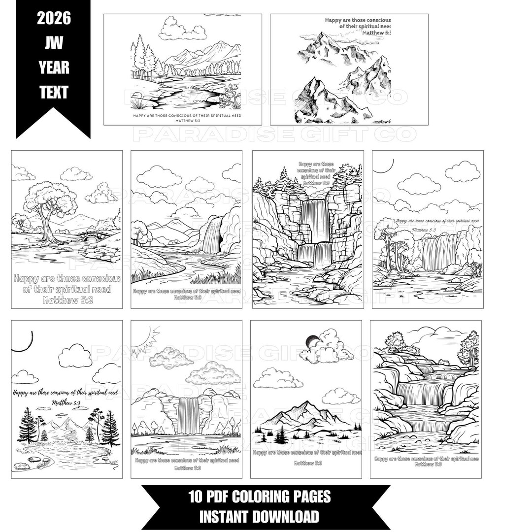 JW Coloring Pages 2026 Year Text Bible Verse (digital PDF)