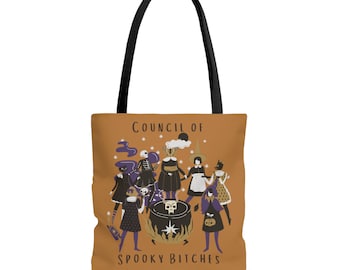 Spooky Women Canvas Tote Bag, Horror Tote Bag, Halloween Spooky Women Tote Bag, School Tote Bag, Halloween Lover Gift Tote Bag