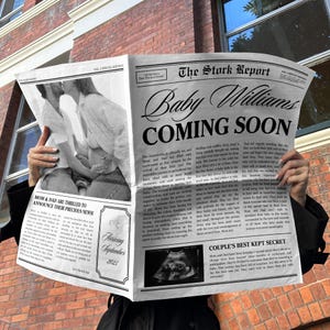 New Baby Announcement Newspaper, Newspaper Baby Announcement, Newspaper Pregnancy Announcement, Pregnancy Announcement Newspaper