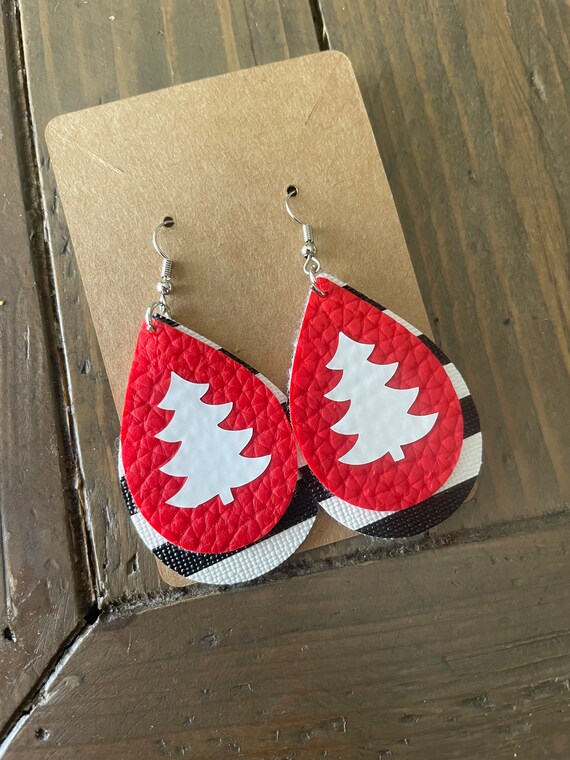 Layered faux cheap leather earrings