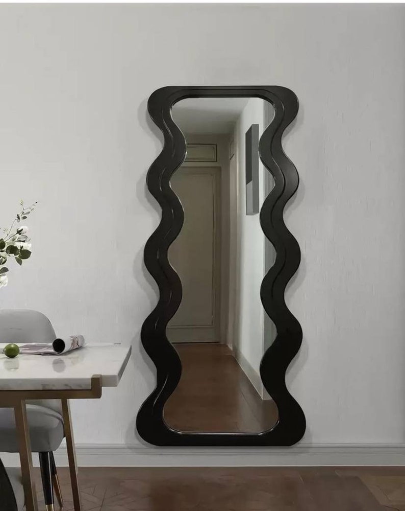 Irregularwave Floor Mirror Long Curvy Full Body Mirror Etsy