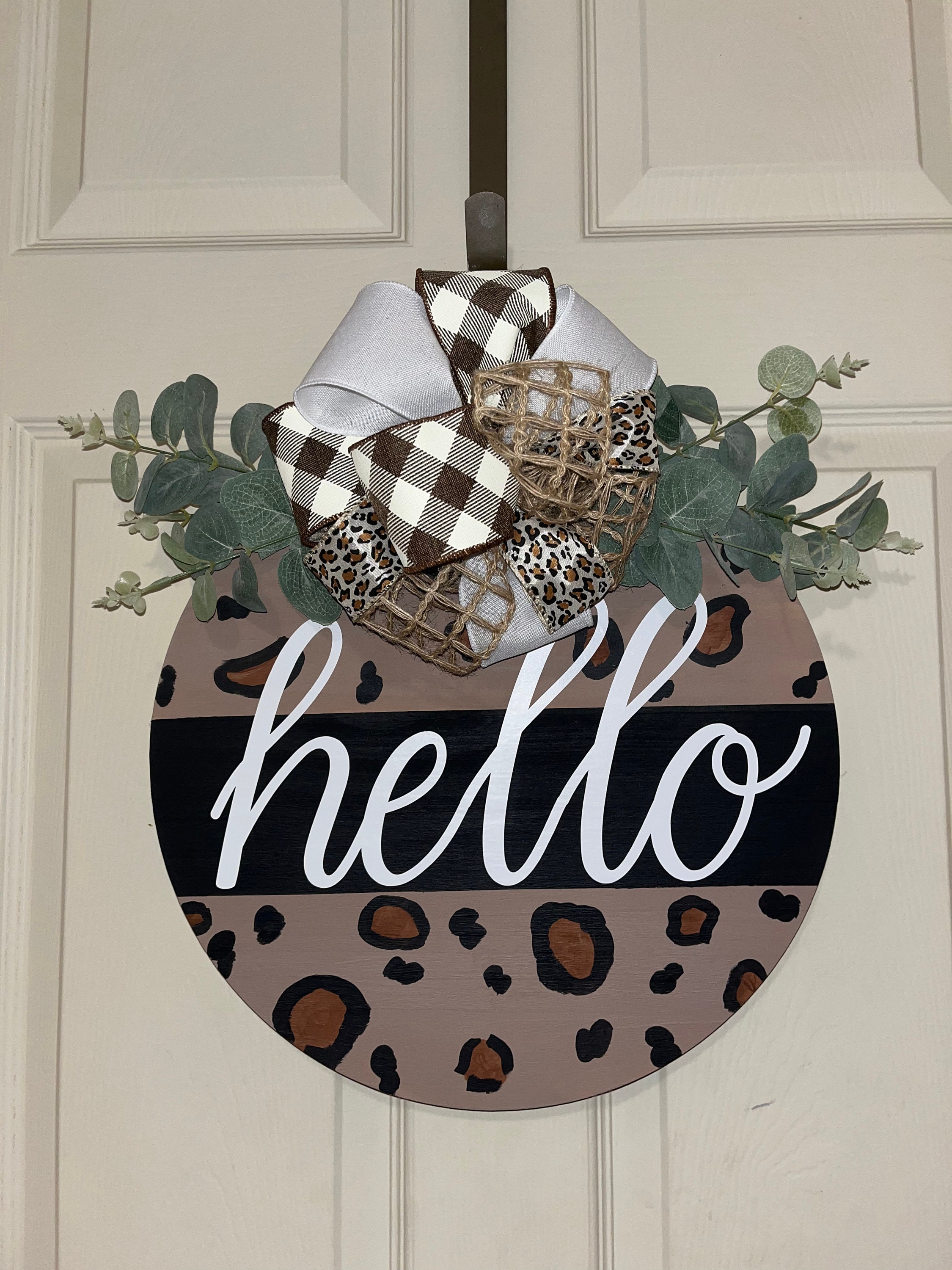 Wooden Round Door Hanger Cheetah Print Etsy