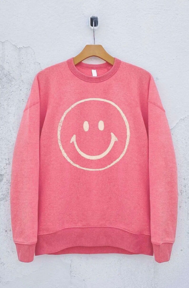 Smiley Face Light Sweatshirt, Happy Face Sweatshirt, Summer Sweatshirt